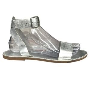Madewell Women’s The Boardwalk Silver Leather Ankle Strap Sandal Size US 8